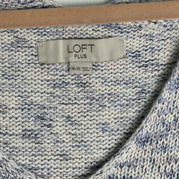 LOFT Plus Women's long sleeve Marbled V Neck Pullover Sweater Size Plus 16 18 1x - Picture 2 of 8